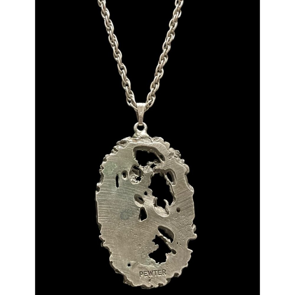 VTG 60-70’s Pewter Art Nouveau Necklace 3D ROMEO & JULIET Roses Romance THEATER - Picture 5 of 6